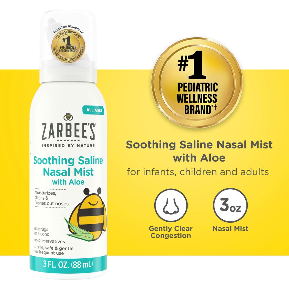 Zarbee's Soothing Saline Nasal Mist With Aloe (3 fl oz)