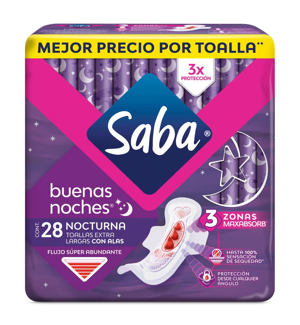 Saba · Buenas noches toallas nocturnas con alas, Extra Larga (28 un)