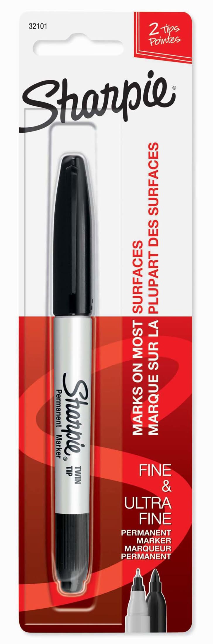 Sharpie Twin Tip Fine & Ultra Fine Permanent Marker Black (1.6 oz)
