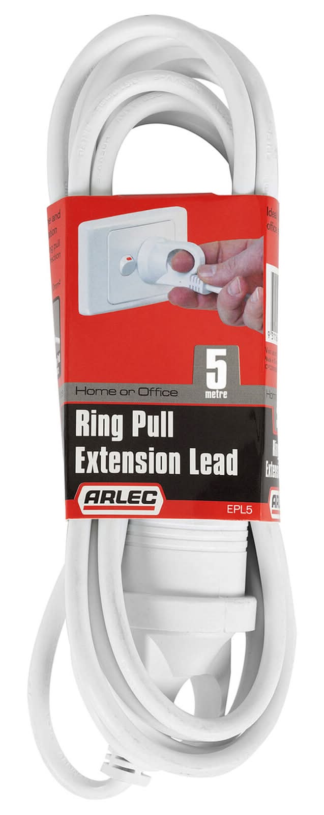 Arlec 5m White Ring Pull Extension Lead