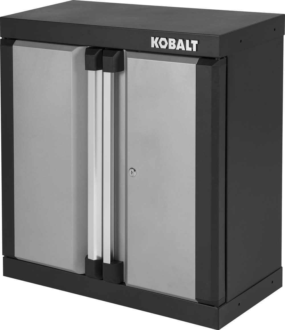 Kobalt 28-in W x 28-in H x 12.5-in D Wall-mounted Steel Garage Cabinet in Silver
