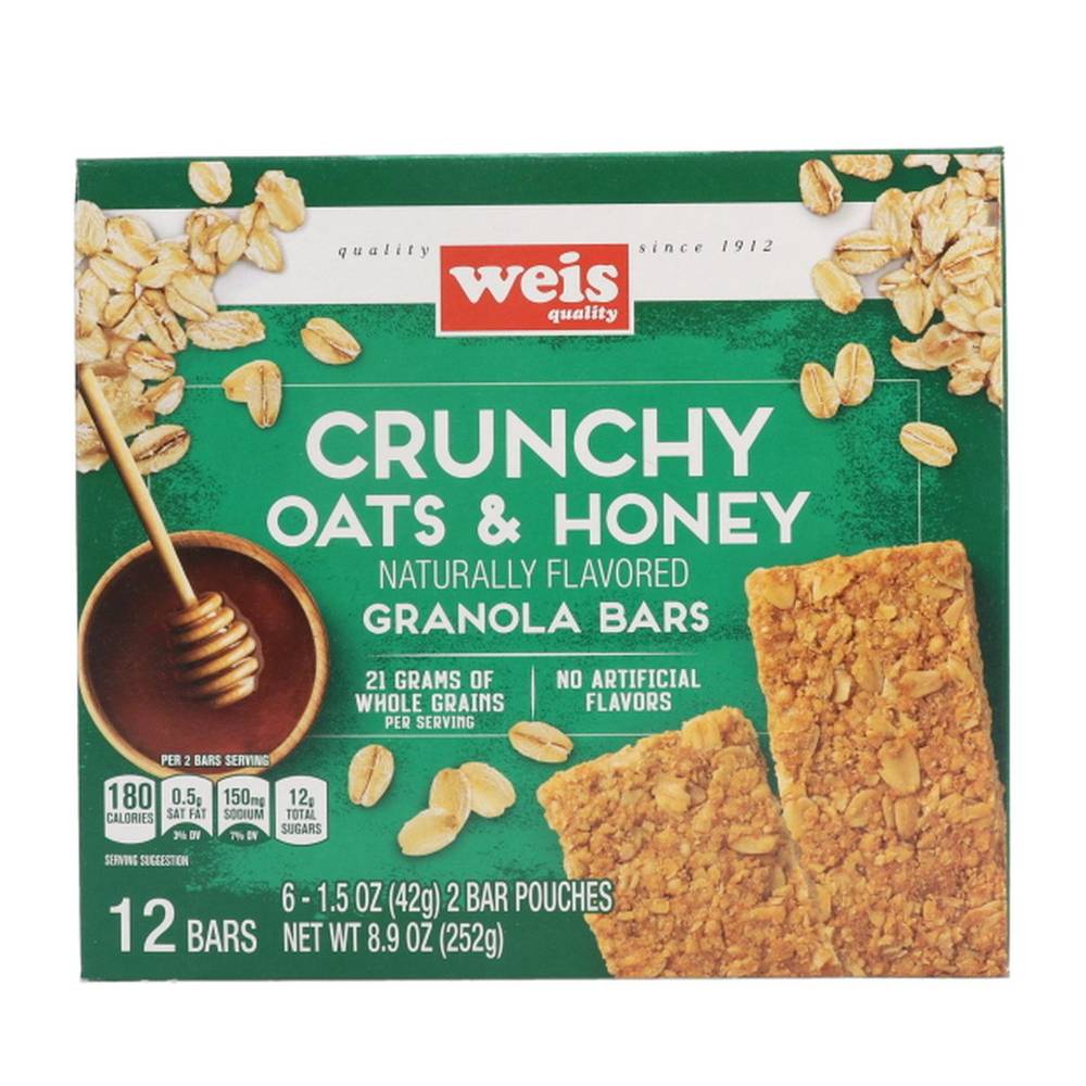 Weis Quality Crunchy Oats & Honey Granola Bars (1.5 oz, 12 ct)