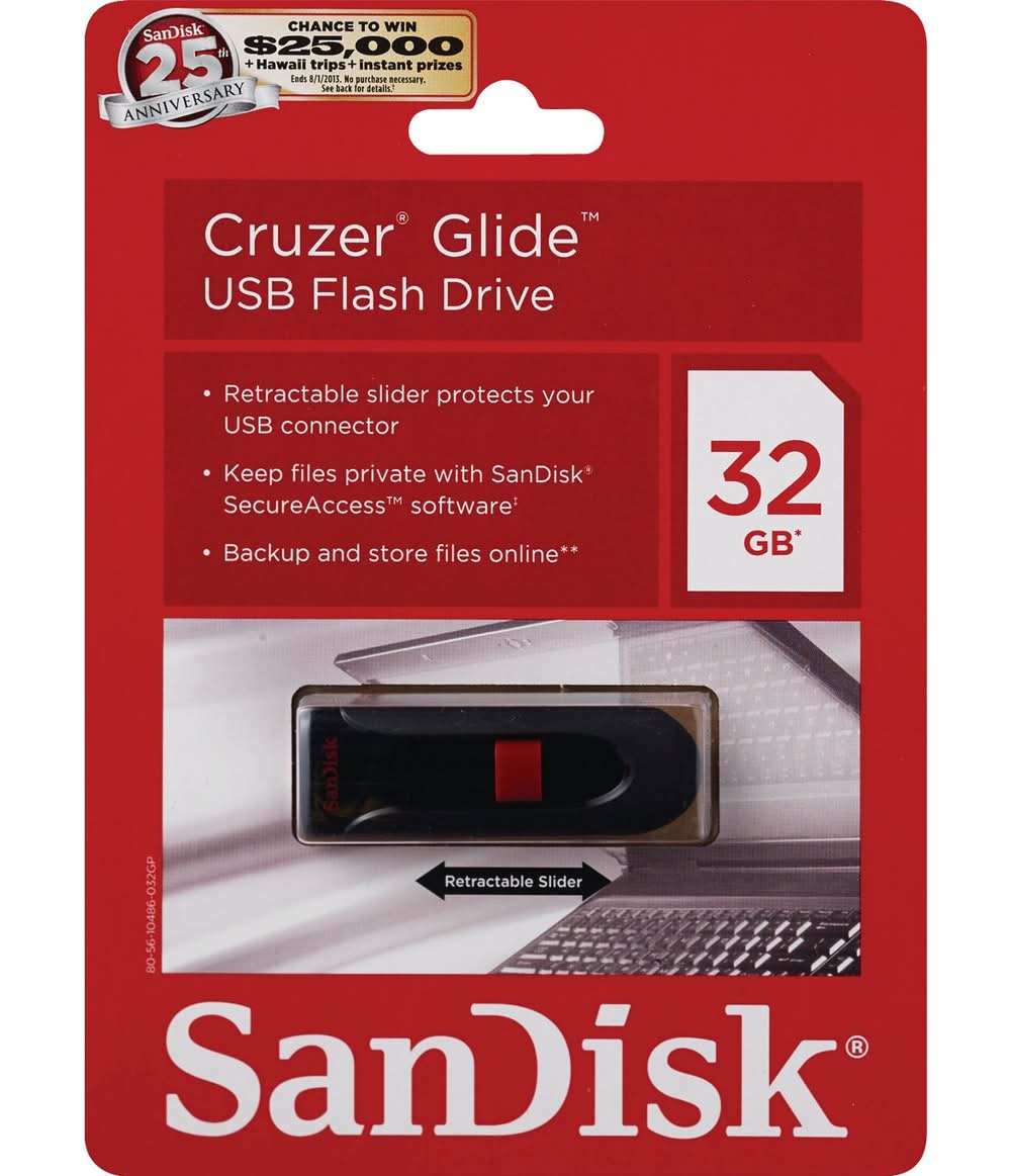 SanDisk Cruzer Glide Usb Flash Drive 32gb, Black