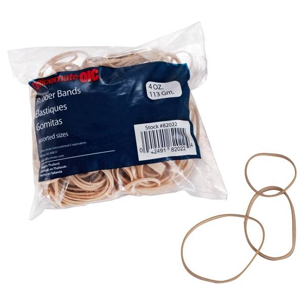 Officemate Rubber Bands, Assorted Sizes, Natural Color