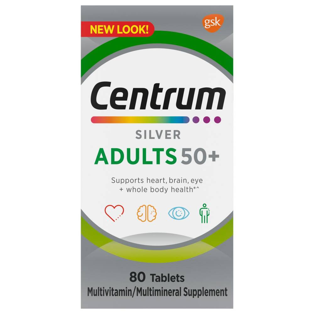 Centrum Silver Multivitamin Tablets For Adults 50+, 80 Ct