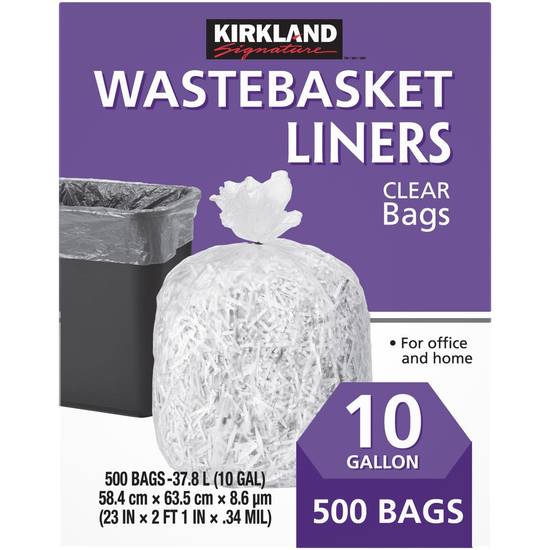 Kirkland Signature Clear 10 Gallon Wastebasket Liners (500 bags)