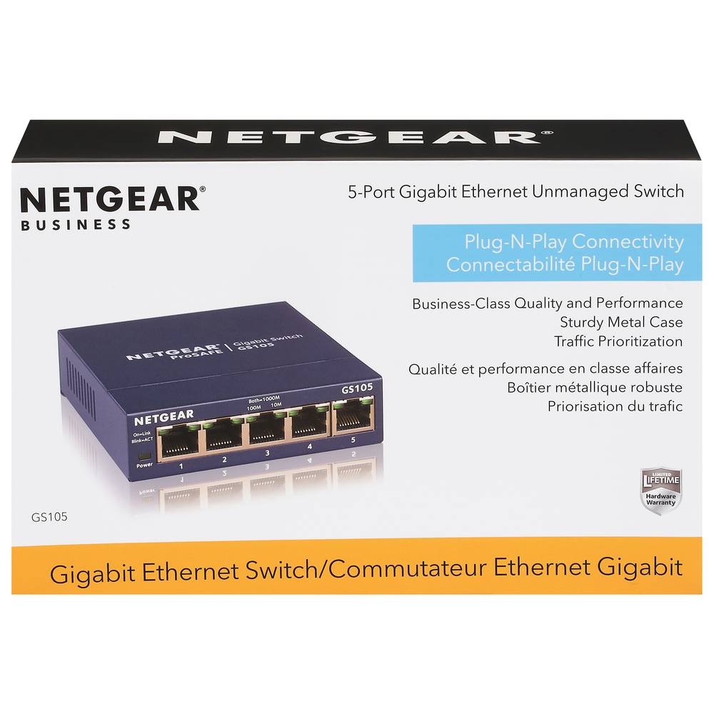 Netgear 5 Port Gs105 Gigabit Ethernet Unmanaged Switch