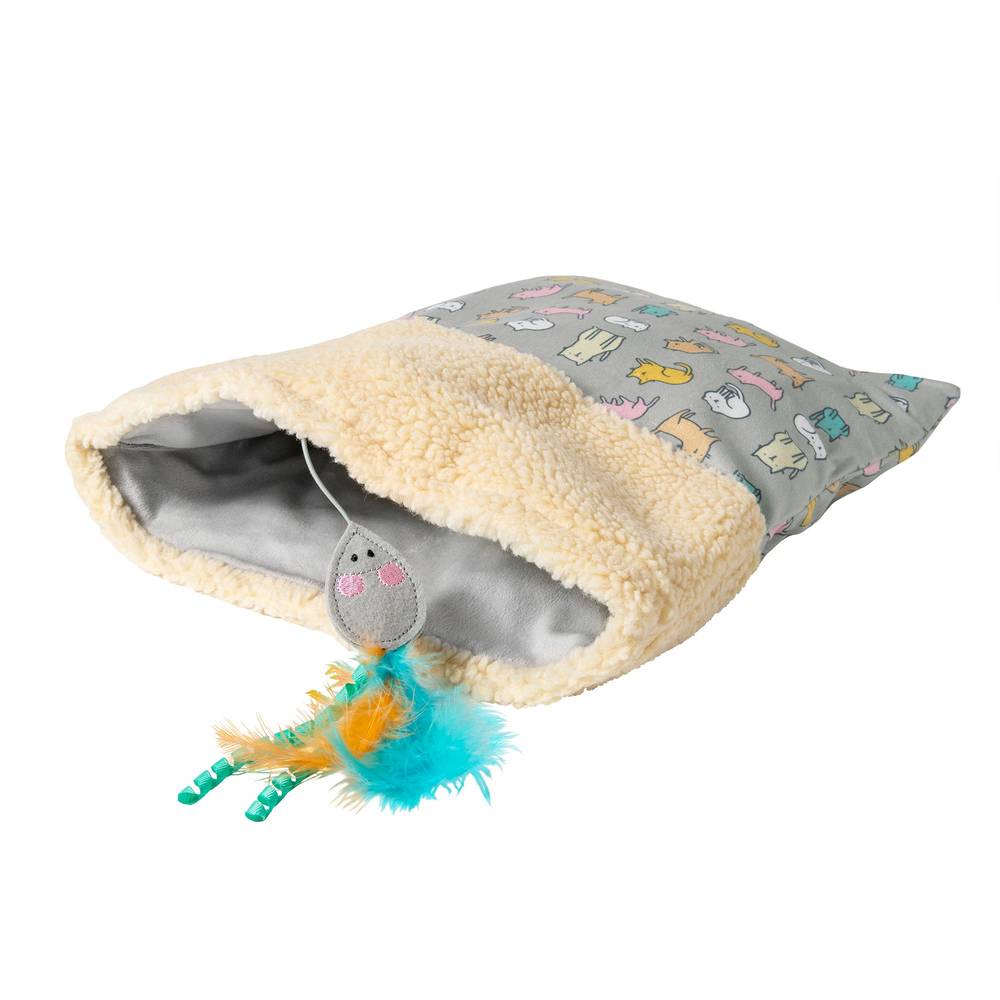 Whisker City Sherpa Crinkle Sack Cat Toy, Grey