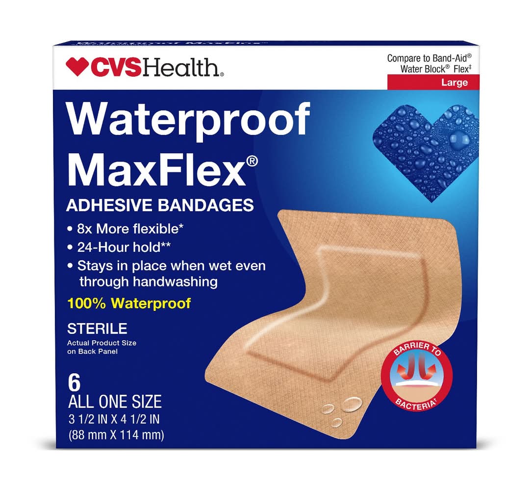 CVS Health Waterproof Maxflex Adhesive Bandages, Large (6 ct)