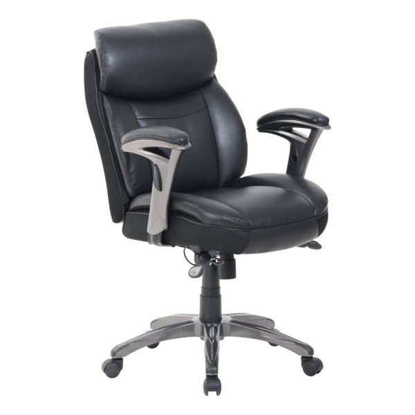 Serta Smart Layers Siena Bonded Leather Mid-Back Manager's Chair Black