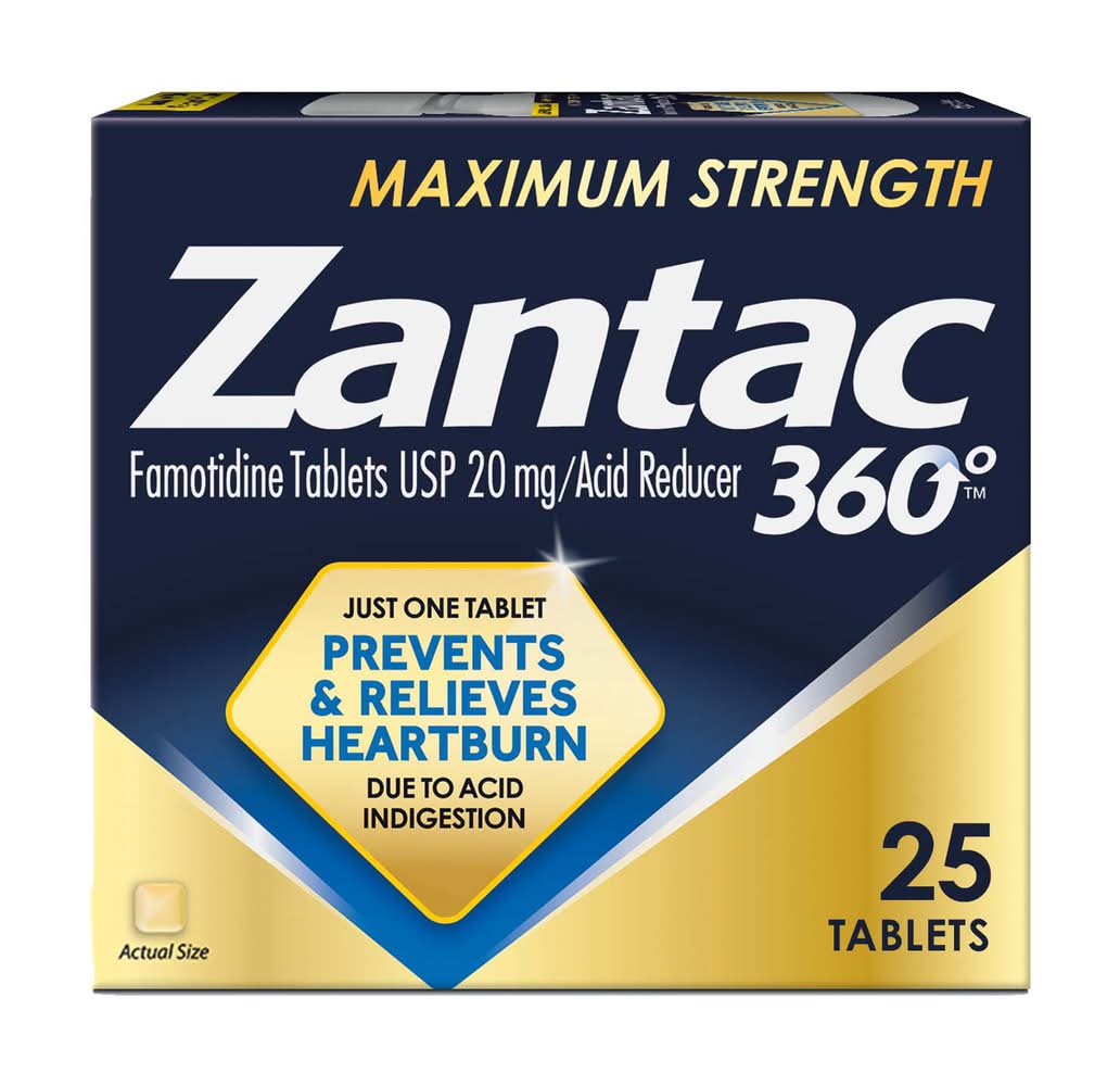 Zantac 360 Acid Reducer 20 mg Tablets (25 g, 25 ct)
