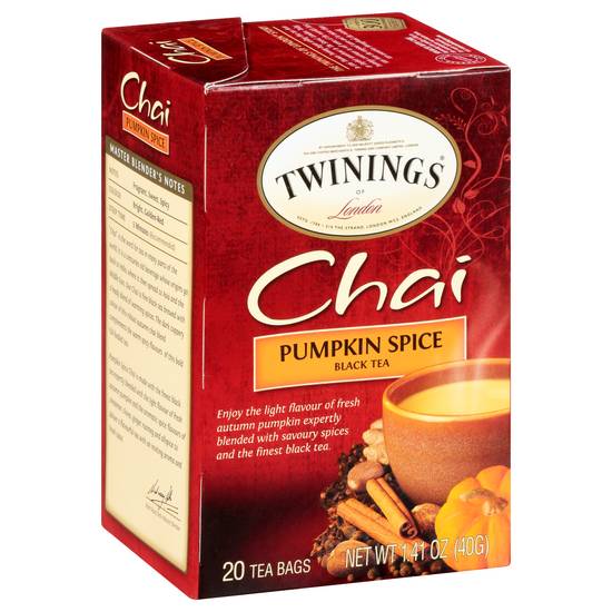 Twinings Chai Pumpkin Spice Black Tea Bags (20 ct, 1.41 oz)