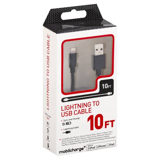 Mobilcharge 10 ft Lightning To Usb Cable