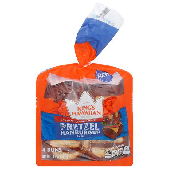 King's Hawaiian Original Hawaiian Sweet Pretzel Hamburger Buns (4 x 2.6 oz)