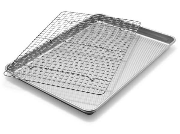 Sur La Table Platinum Pro Half Sheet Pan & Nonstick Cooling Rack Set Silver