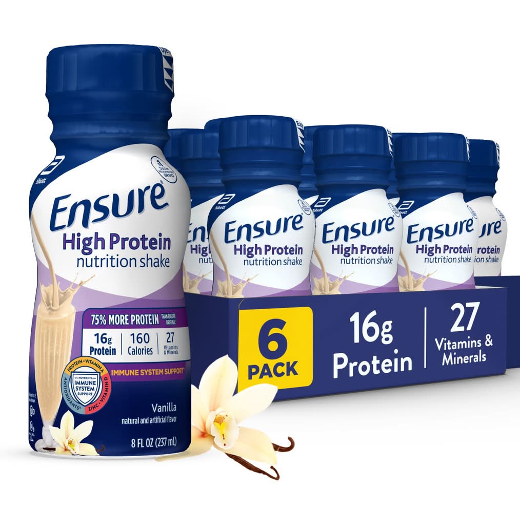 Ensure High Protein Nutrition Shake, Vanilla (6 x 8 fl oz)