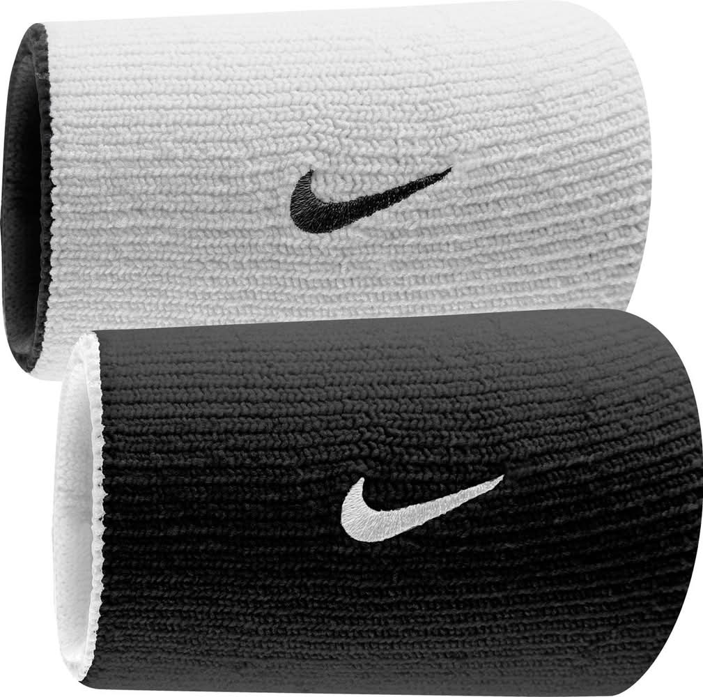 Nike Dri-FIT Home & Away Doublewide Reversible Wristbands (Black/White)