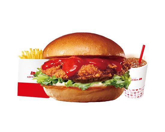 【セット】旨辛チキン�フィレバーガー Spicy Chicken Fillet Burger Set