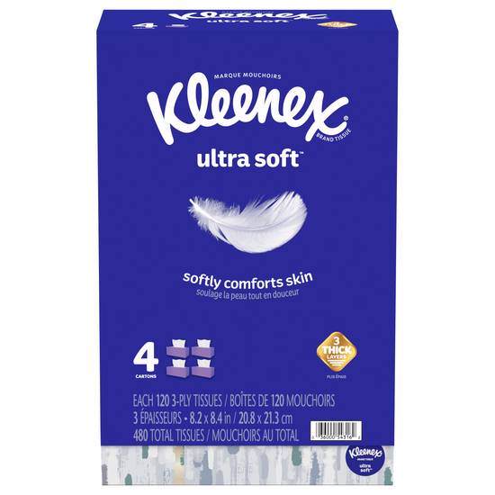 Kleenex Ultra Soft 3-ply Tissues (120 ct)