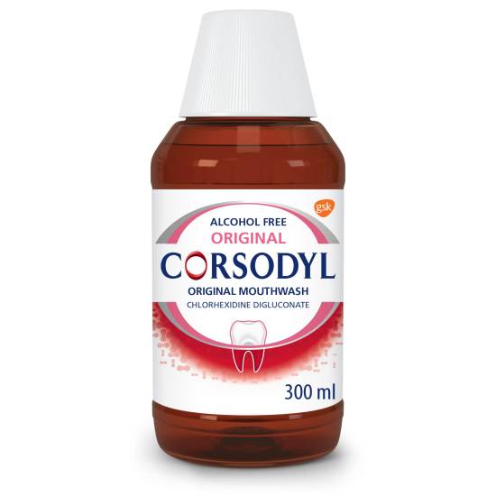 Corsodyl Medicated, Antibacterial Mouthwash, Original, Alcohol Free 300ml