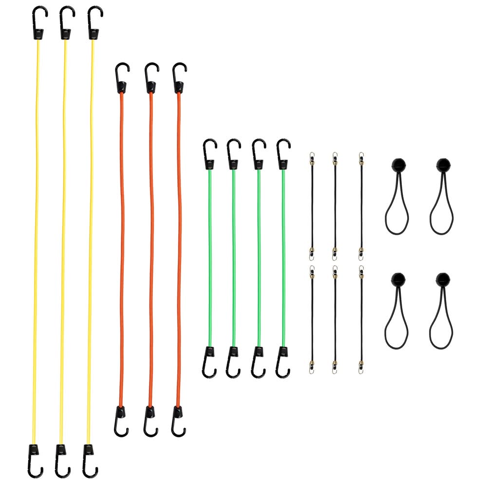 Project Source Assorted Length Bungee Cord with Hooks 20 -Pack