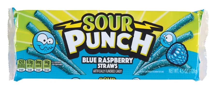 Sour Punch Blue Raspberry Straws Candy