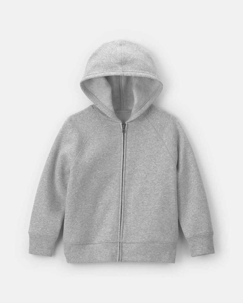 Boys Fleece Zip-Up Hoodie - Grey - 6