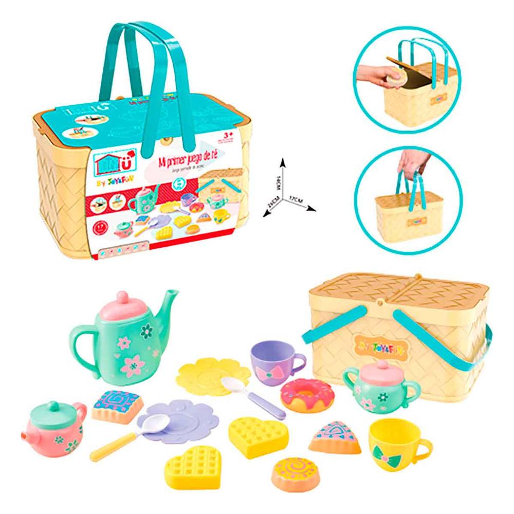 Joy & Fun · Juego de té infantil, 14x17x21 cm, multicolor (16 un)