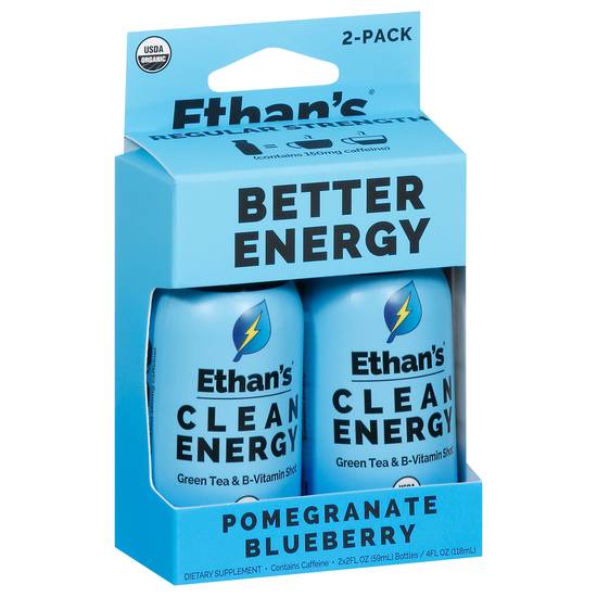 Ethan's Pomegranate Blueberry Clean Energy Shot ( 2ct, 2 fl oz)