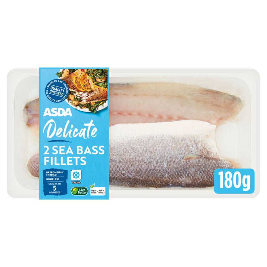 ASDA 2 Sea Bass Fillets 180G