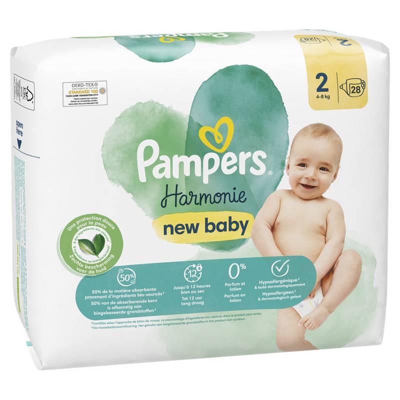 Pampers - Couche harmonie 4 a 8kg, Taile 2 (28)