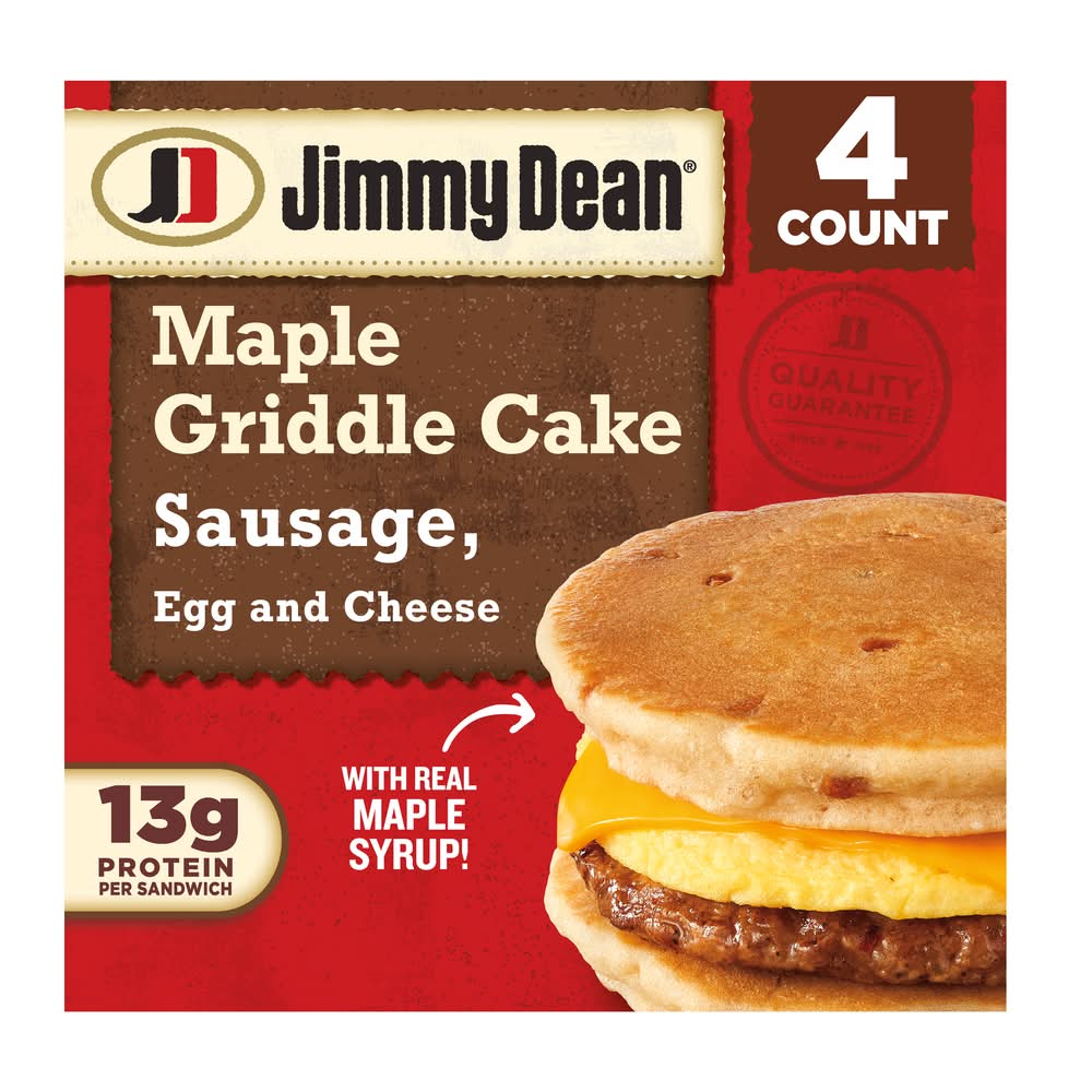 Jimmy Dean Maple Griddle Cake Sandwiches, Sausage Egg & Cheese (18.8 oz, 4 ct)