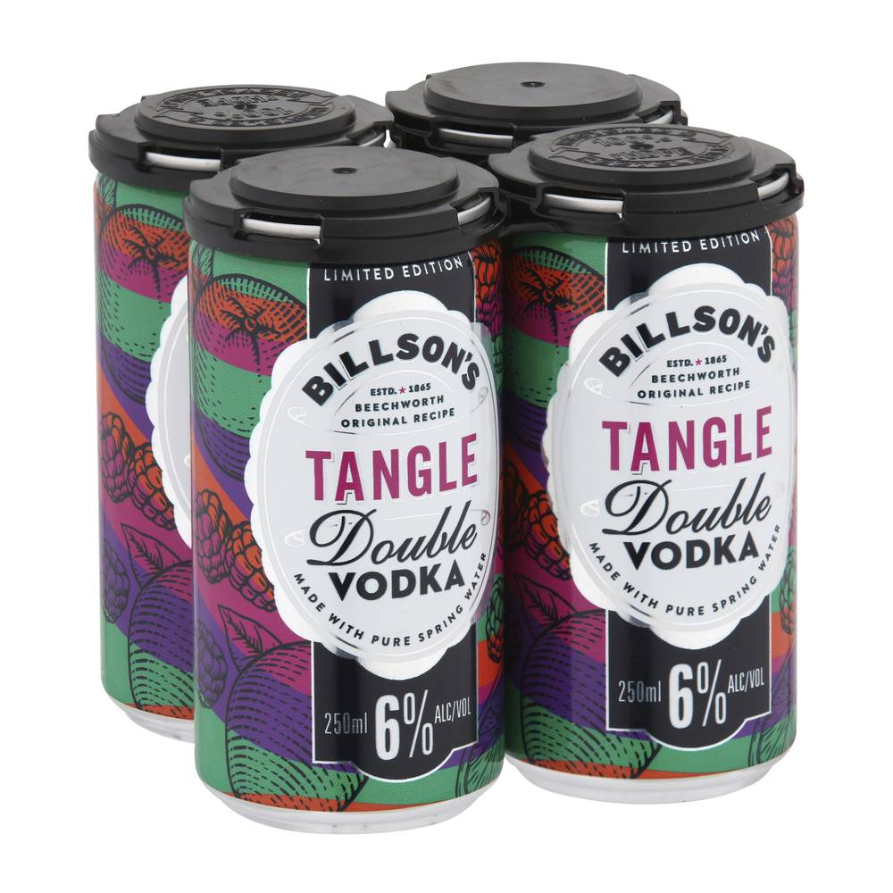 Billson's Tangle Double Vodka Can 250mL X 4 pack