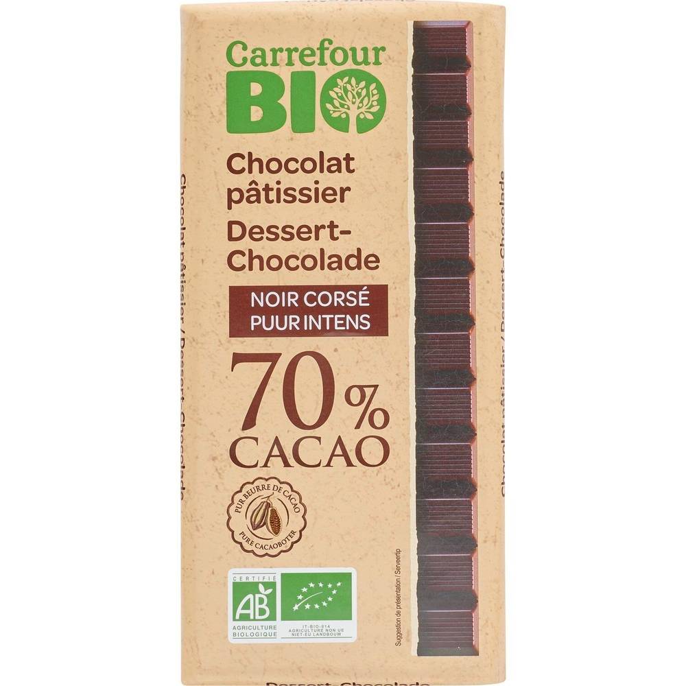 Carrefour Bio - Chocolat noir bio pâtissier 70% cacao corsé