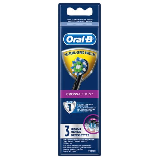 Oral-B Crossaction Electric Black Replacement Toothbrush Heads (3 ct)