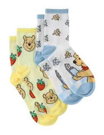 Branded Girls Mid-Crew Socks 2-Pack Pooh