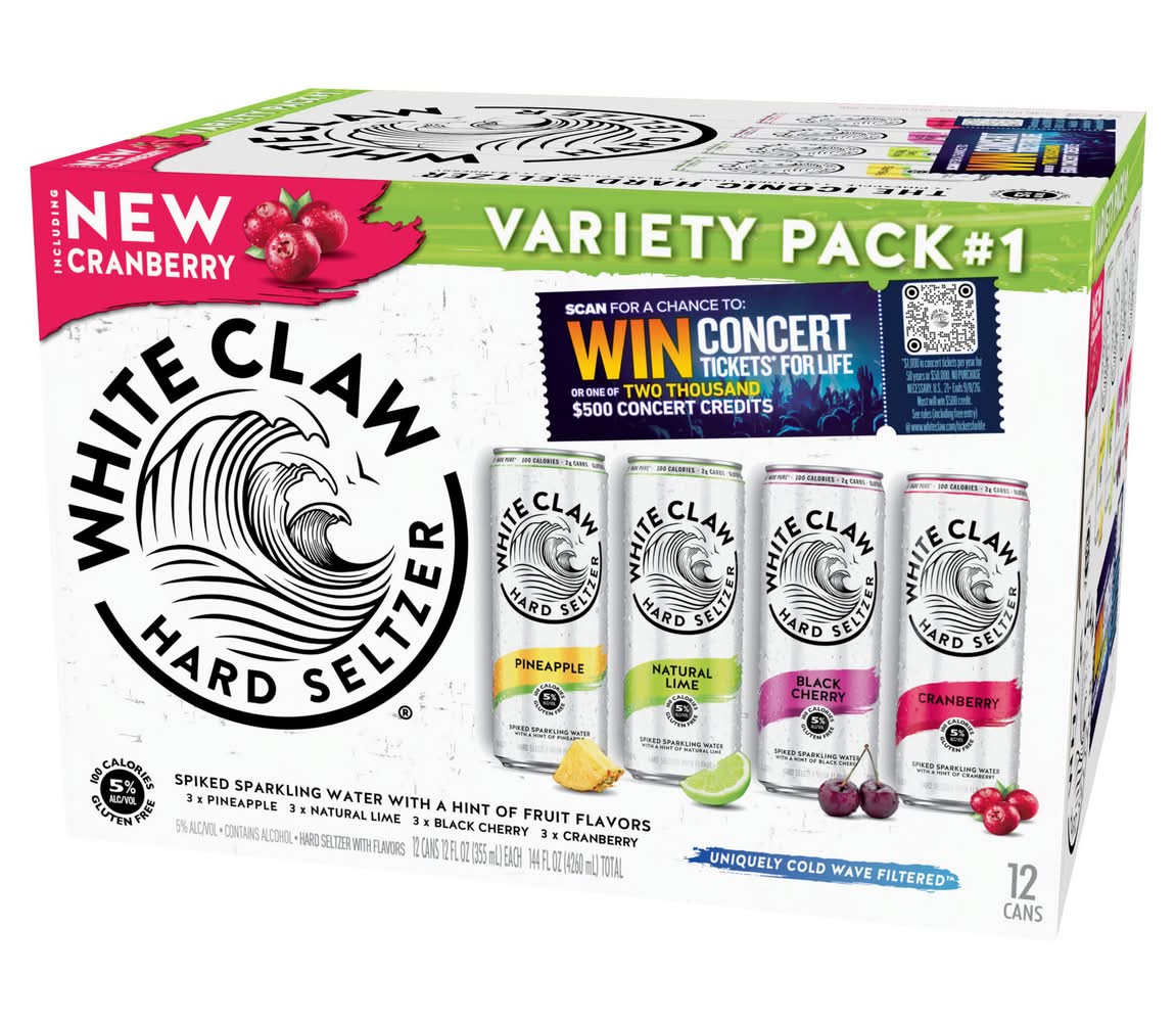 White Claw Hard Seltzer Variety pack, Cranberry-Black Cherry