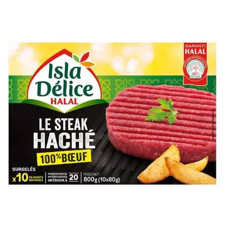 Steak haché halal 100% bœuf ISLA DELICE - les 10 pièces de 80g