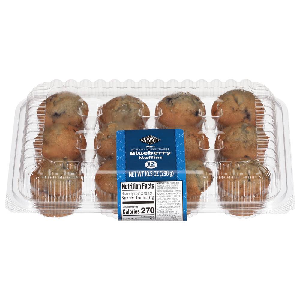 First Street Blueberry Mini Muffin (10.5 oz, 12 ct)