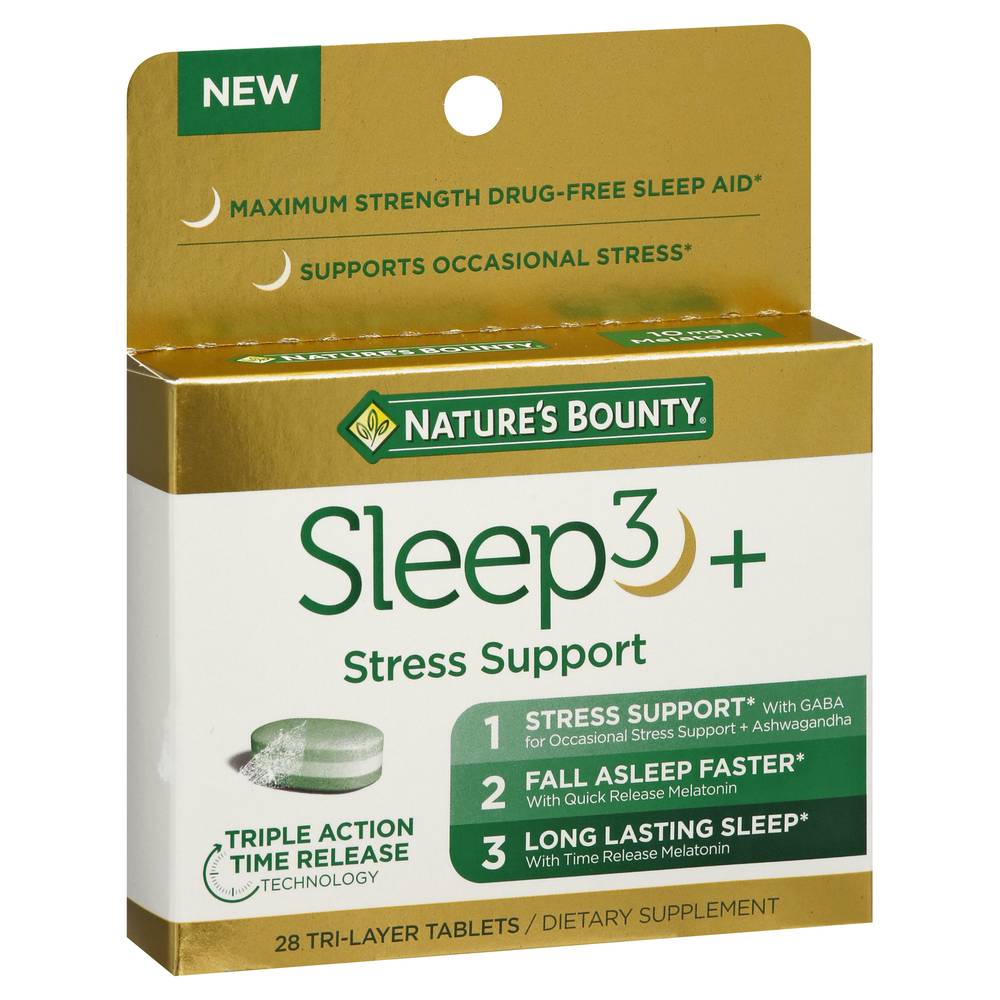 Nature's Bounty Sleep3+ Stress Support Tri-Layer Sleep Aid (28 ct)