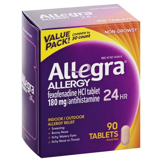 Allegra 24 Hr Allergy Relief Fexofenadine Hci 180 mg (90 tablets)