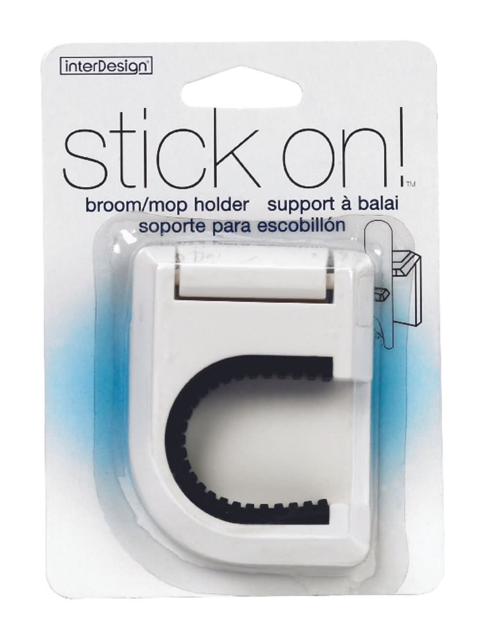 Idesign Stick On 3-1/2 In. H X 2-1/2 In. W White Broom/Mop Holder