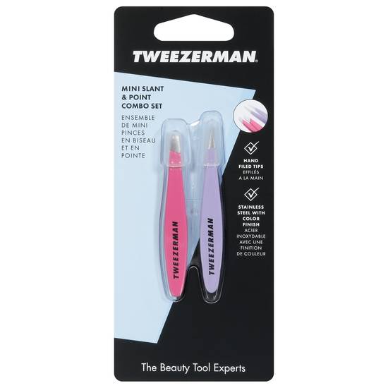 Tweezerman Mini Slant and Point Tweezer Combo Set (2 ct)