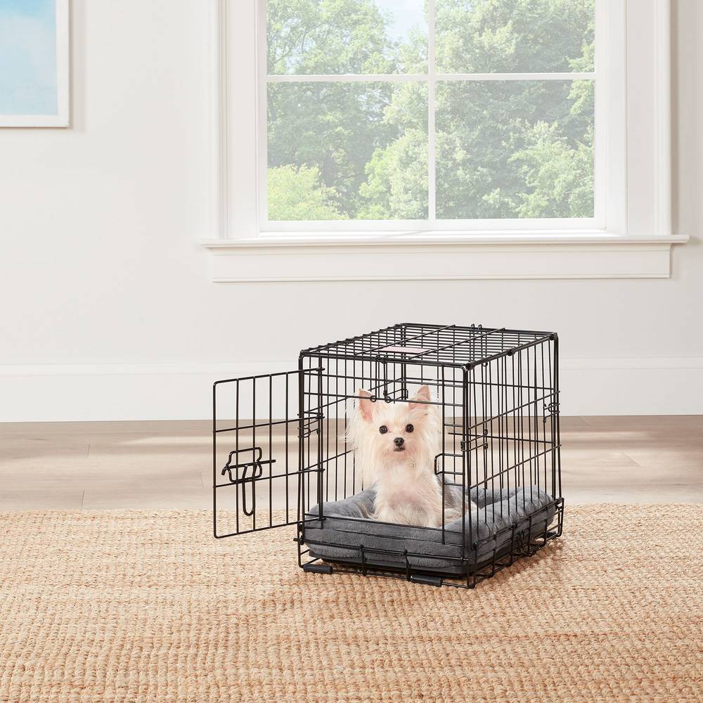 Top Paw® Single Door Folding Wire Dog Crate (Color: Black, Size: 18\"L X 12\"W X 14\"H)