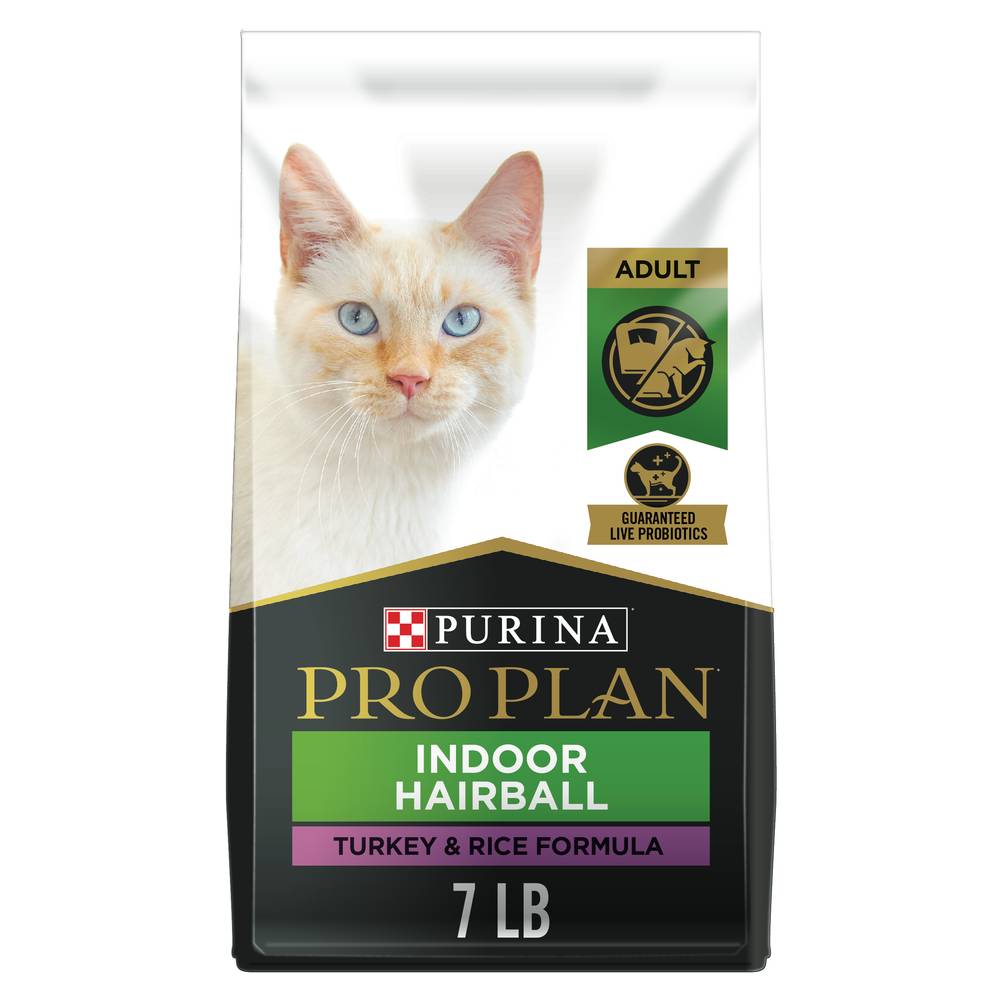 Purina Pro Plan Indoor Hairball Formula Cat Food, Turkey-Rice (7 lbs)