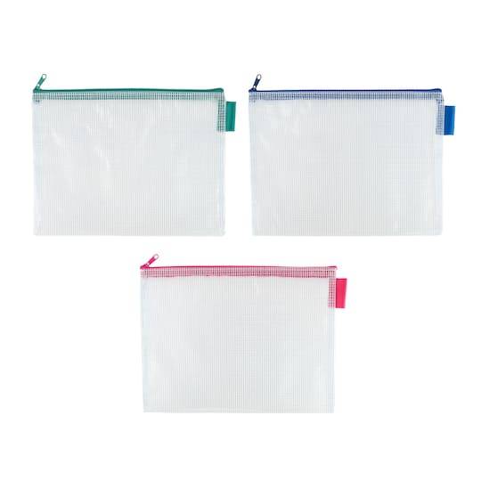 10" Mixed Mesh Accessory Zipper Pouches By Simply Tidy, 3Ct.