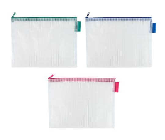 Simply Tidy Mixed Mesh Accessory Zipper Pouches, 10x7.5 in, Assorted (3 ct)