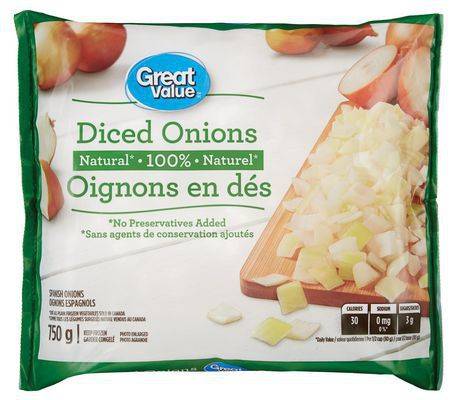 Great value oignons naturels en dés (750 g) - natural diced onions (750 g)