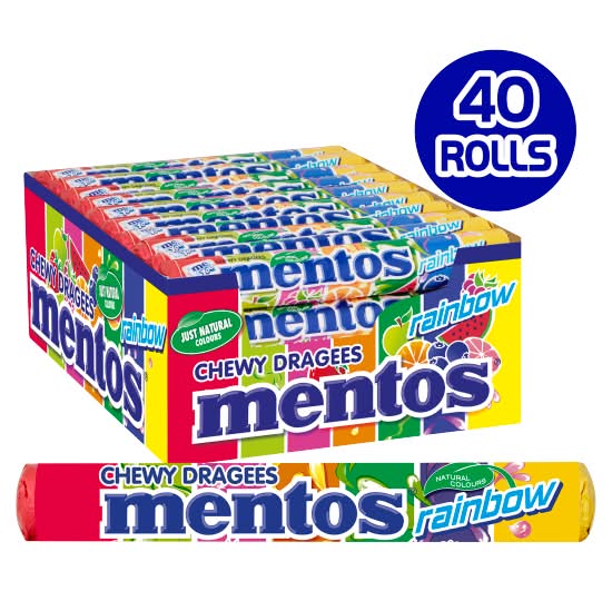 Mentos Assorted, Rainbow Chewy Dragees (37.5g)