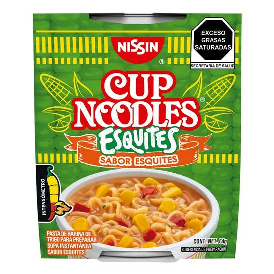 Nissin sopa instantánea cup noodles esquites (vaso 64 g)